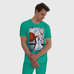 Пижама хлопковая мужская Баскетбол Тэцуя Куроко, цвет: зеленый — фото 2