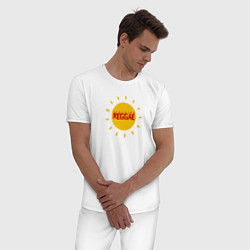 Пижама хлопковая мужская Солнечное регги, цвет: белый — фото 2
