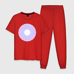 Пижама хлопковая мужская Наслоение окружностей по кругу, цвет: красный