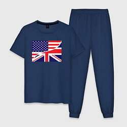 Пижама хлопковая мужская США и Великобритания, цвет: тёмно-синий