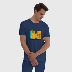 Пижама хлопковая мужская MTV - music television, цвет: тёмно-синий — фото 2