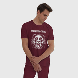 Пижама хлопковая мужская Foo Fighters rock panda, цвет: меланж-бордовый — фото 2