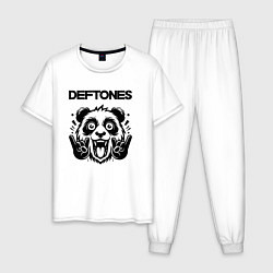 Пижама хлопковая мужская Deftones - rock panda, цвет: белый