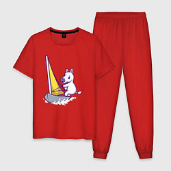 Пижама хлопковая мужская Лошадь яхтсмен, цвет: красный
