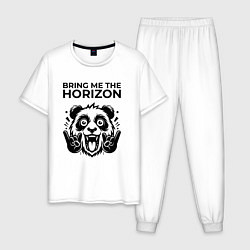 Пижама хлопковая мужская Bring Me the Horizon - rock panda, цвет: белый