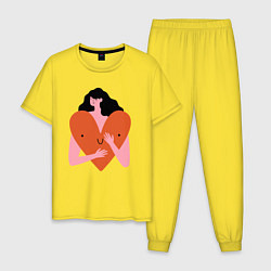 Пижама хлопковая мужская Heart girl, цвет: желтый