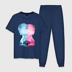 Пижама хлопковая мужская Милый во Франксе Хиро, цвет: тёмно-синий