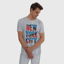 Пижама хлопковая мужская Америка Нью-Йорк, цвет: меланж — фото 2