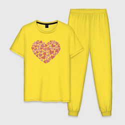 Пижама хлопковая мужская Hearts love, цвет: желтый