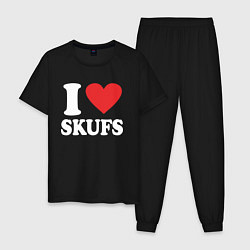 Пижама хлопковая мужская I love - skufs, цвет: черный