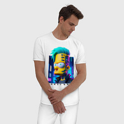 Пижама хлопковая мужская Кибер Барт - нейросеть фантазия, цвет: белый — фото 2
