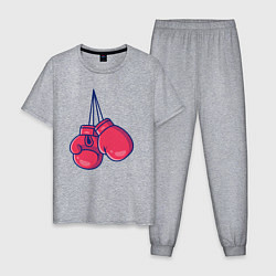 Пижама хлопковая мужская Перчатки для бокса, цвет: меланж