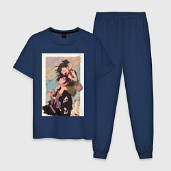 Пижама хлопковая мужская Хяккимару Дороро воин, цвет: тёмно-синий