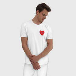 Пижама хлопковая мужская Звук биения сердца из манги комикса тудум, цвет: белый — фото 2