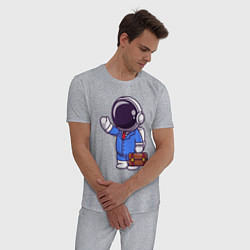Пижама хлопковая мужская Космонавт с чемоданом, цвет: меланж — фото 2