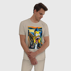 Пижама хлопковая мужская Гомер Симпсон кричит - мем нейросеть, цвет: миндальный — фото 2