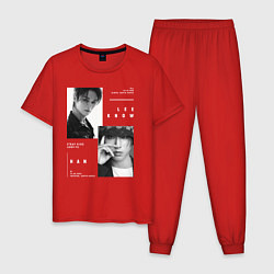 Пижама хлопковая мужская Stray kids Minsung Lee know Han, цвет: красный