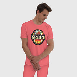 Пижама хлопковая мужская Spain, цвет: коралловый — фото 2