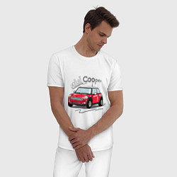 Пижама хлопковая мужская Mini Cooper, цвет: белый — фото 2