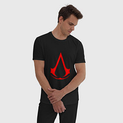 Пижама хлопковая мужская Red logo of assassins, цвет: черный — фото 2