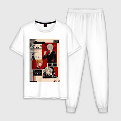 Пижама хлопковая мужская Патриотизм Мориарти Луис Джеймс коллаж, цвет: белый