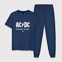 Пижама хлопковая мужская AC DC - Highway to hell 1979, цвет: тёмно-синий