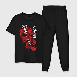 Пижама хлопковая мужская Кодекс самурая - путь воина, цвет: черный