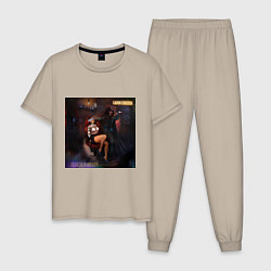 Пижама хлопковая мужская Салон красоты - Скелеты в шкафу, цвет: миндальный