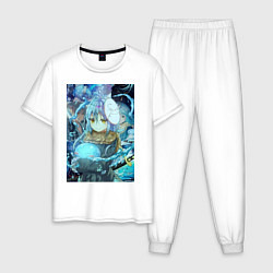 Пижама хлопковая мужская О моём перерождении в слизь Римуру Темпест коллаж, цвет: белый