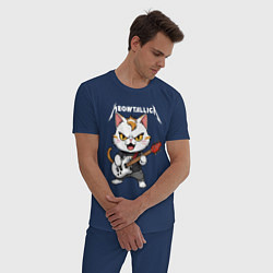 Пижама хлопковая мужская Meowtallica rock, цвет: тёмно-синий — фото 2