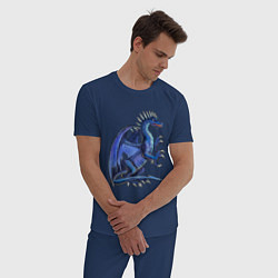 Пижама хлопковая мужская Azure dragon, цвет: тёмно-синий — фото 2