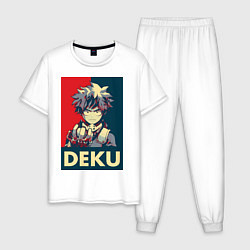 Пижама хлопковая мужская Моя геройская академия Идзуку Мидория герой, цвет: белый
