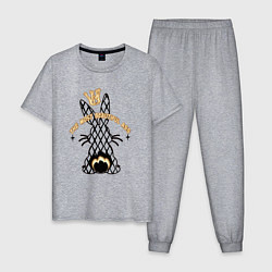 Пижама хлопковая мужская Кролик - самая красивая попа, цвет: меланж