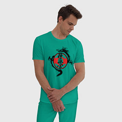 Пижама хлопковая мужская Karate kyokushin - dragon, цвет: зеленый — фото 2
