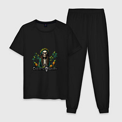 Пижама хлопковая мужская Арт Регги - Скелеты в шкафу, цвет: черный
