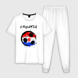 Пижама хлопковая мужская Сборная - Хорватия, цвет: белый