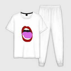 Мужская пижама Открытый рот в мультяшном стиле красные губы секси