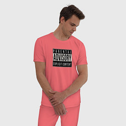 Пижама хлопковая мужская Ненормативная лексика, цвет: коралловый — фото 2