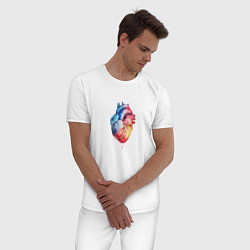 Пижама хлопковая мужская Краски сердца, цвет: белый — фото 2
