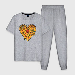 Пижама хлопковая мужская Pizza heart, цвет: меланж