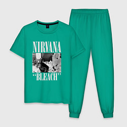 Пижама хлопковая мужская Nirvana bleach black album, цвет: зеленый