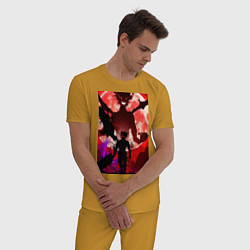 Пижама хлопковая мужская Чёрный клевер Аста демон, цвет: горчичный — фото 2