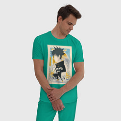 Пижама хлопковая мужская Магическая битва Мэгуми Фусигуро тень, цвет: зеленый — фото 2