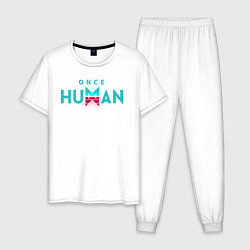 Пижама хлопковая мужская Once human logo, цвет: белый