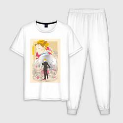 Пижама хлопковая мужская Магическая битва Кэнто Нанами офисный рабочий, цвет: белый