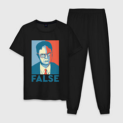 Пижама хлопковая мужская Dwight false - офис, цвет: черный