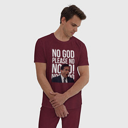 Пижама хлопковая мужская No god please no - the office, цвет: меланж-бордовый — фото 2