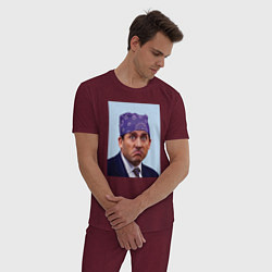 Пижама хлопковая мужская Michael Scott - Prison mike the office meme, цвет: меланж-бордовый — фото 2