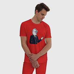 Пижама хлопковая мужская Человек скворечник, цвет: красный — фото 2