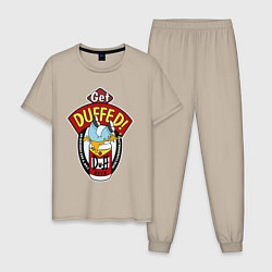 Пижама хлопковая мужская Duff beer with Homer, цвет: миндальный